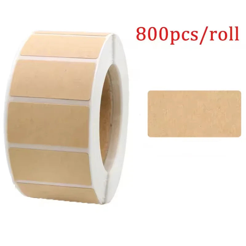 260-800pcs Kraft Paper Stickers Rolls of Self-adhesive Stickers Can be Handwritten Classification Packaging Note Beauty World Shop