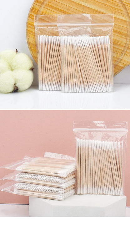 100/300 Pcs Disposable Ultra-small Cotton Swab Brush Lint Free Micro Wood Makeup Brushes Eyelash Extension Glue Removing Tools Beauty World Shop
