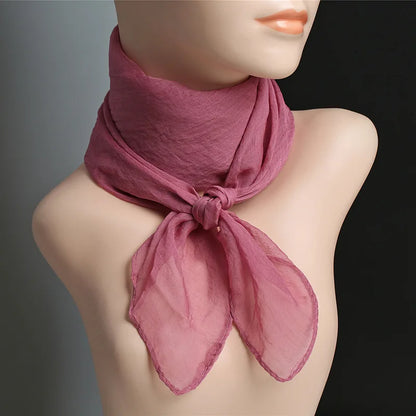 New 70X70cm Simulation Silk Scarves Women's Versatile Small Square Solid Chiffon Scarf Gauze Scarf Party Gift Beauty World Shop