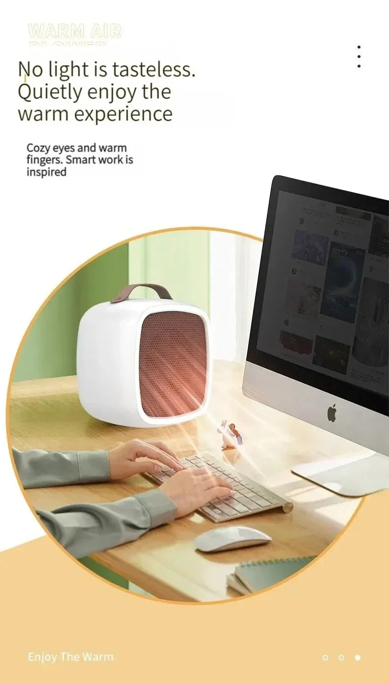 Portable Electric Heater Small Space 500W Fast Heating Lightweight Desktop Warm Air Heater Indoor Office Warmer Fan