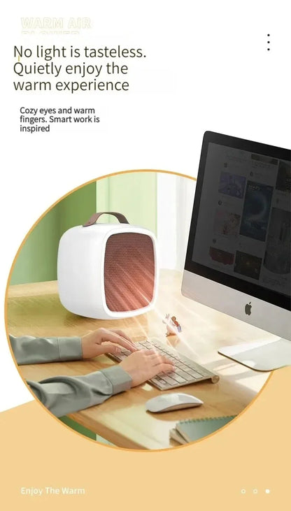 Portable Electric Heater Small Space 500W Fast Heating Lightweight Desktop Warm Air Heater Indoor Office Warmer Fan