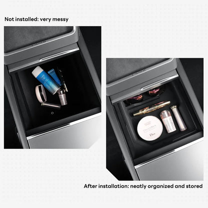 For Tesla Model Y Juniper 2025 Launch Center Console Eyeglasses Storage Box Armrest Box Upper&Lower Silicone Pad Beauty World Shop