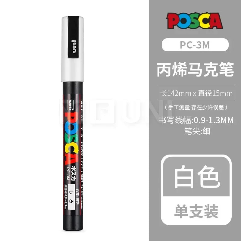Uni Posca Full Marker PC-1M 3M 5M Multi-Colours Acrylic Permanente Rotulador Poster Graffiti Painting Pen For Fabric Rock Metal Beauty World Shop