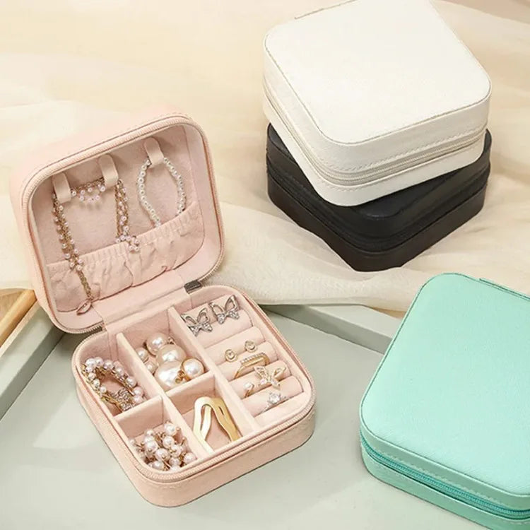 Portable Mini Jewelry Storage Box Travel Organizer Jewelry Case Leather Storage Earrings Necklace Ring Jewelry Organizer Display Beauty World Shop