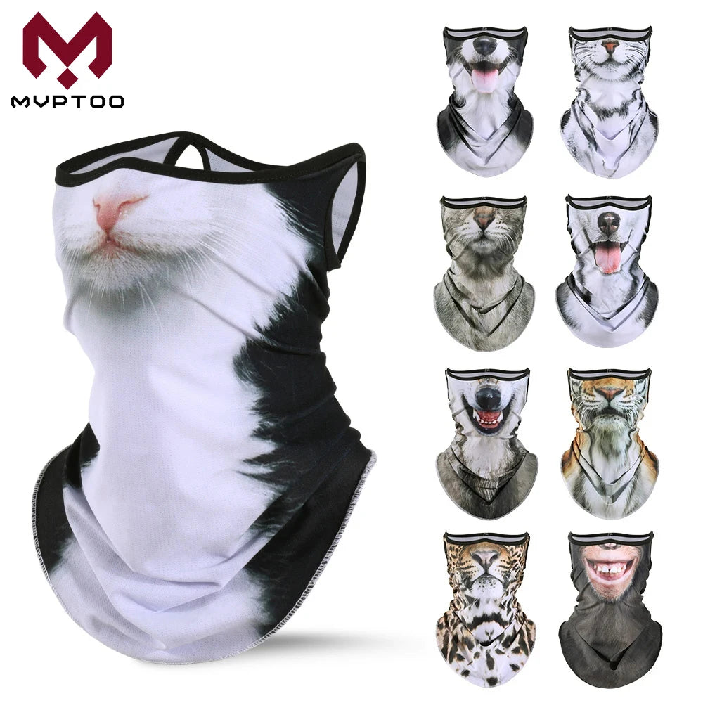3D Animals Magic Scarf Bandana Breathable Neck Warmer Gaiter Hanging Ear Outdoor Sports Triangle Face Mask Neckerchief Summer Beauty World Shop