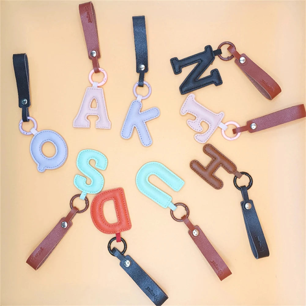 Creative PU Leather 26 Letter Keychains Fashion Alphabet Keyrings Handbag Ornaments Pendant Car Key Holder Accessories Gifts Beauty World Shop