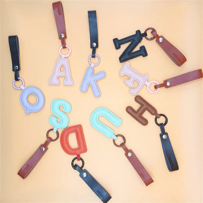 Creative PU Leather 26 Letter Keychains Fashion Alphabet Keyrings Handbag Ornaments Pendant Car Key Holder Accessories Gifts Beauty World Shop
