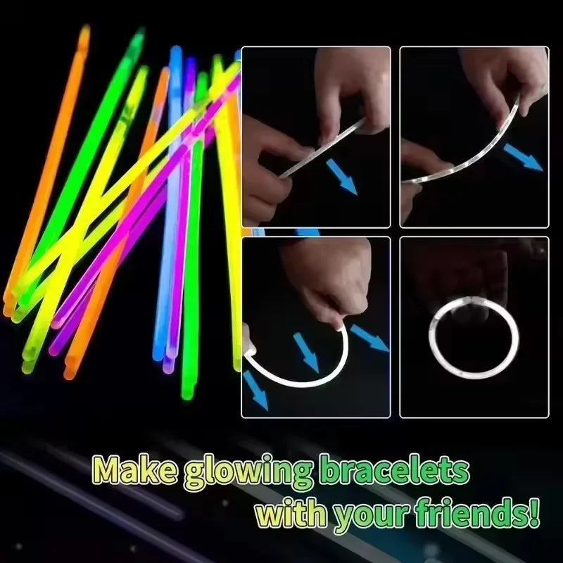 50/100Pcs Fluorescence Sticks Party Multicolor Glowing Stick Bright Colorful Light Bright Bendable Glow Bracelet Party Supplies Beauty World Shop