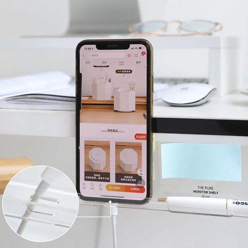 1Message Storage Board Under Computer Monitor，Office Desk Side Storage Rack Message Board Can Hold Phone Charging Memo Stickers Beauty World Shop