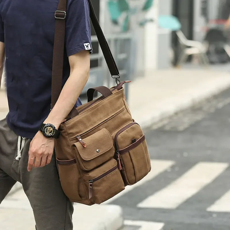 Men's Handbags Briefcase Canvas Shoulder Bag Man for Documents Large Capacity Tote Laptop Bag Crossbody Travel Bags Vintage K004 Beauty Trend Shop