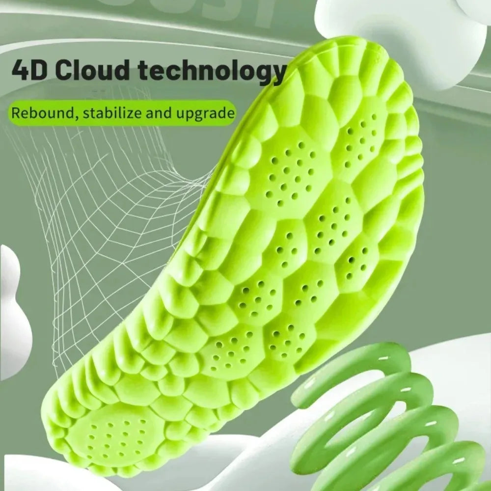 4D Sport Insole Super Soft Shoes Sole Pads for Feet Shock Absorption Baskets Shoe Sole Arch Support Orthopedic Inserts Beauty World Shop