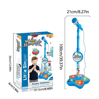 Kids Rocking-Roll Microphone with Stand Karaoke Song Music Instrument Toys Brain-Training Educational Toy Birthday Gift Girl Boy Beauty Fashion