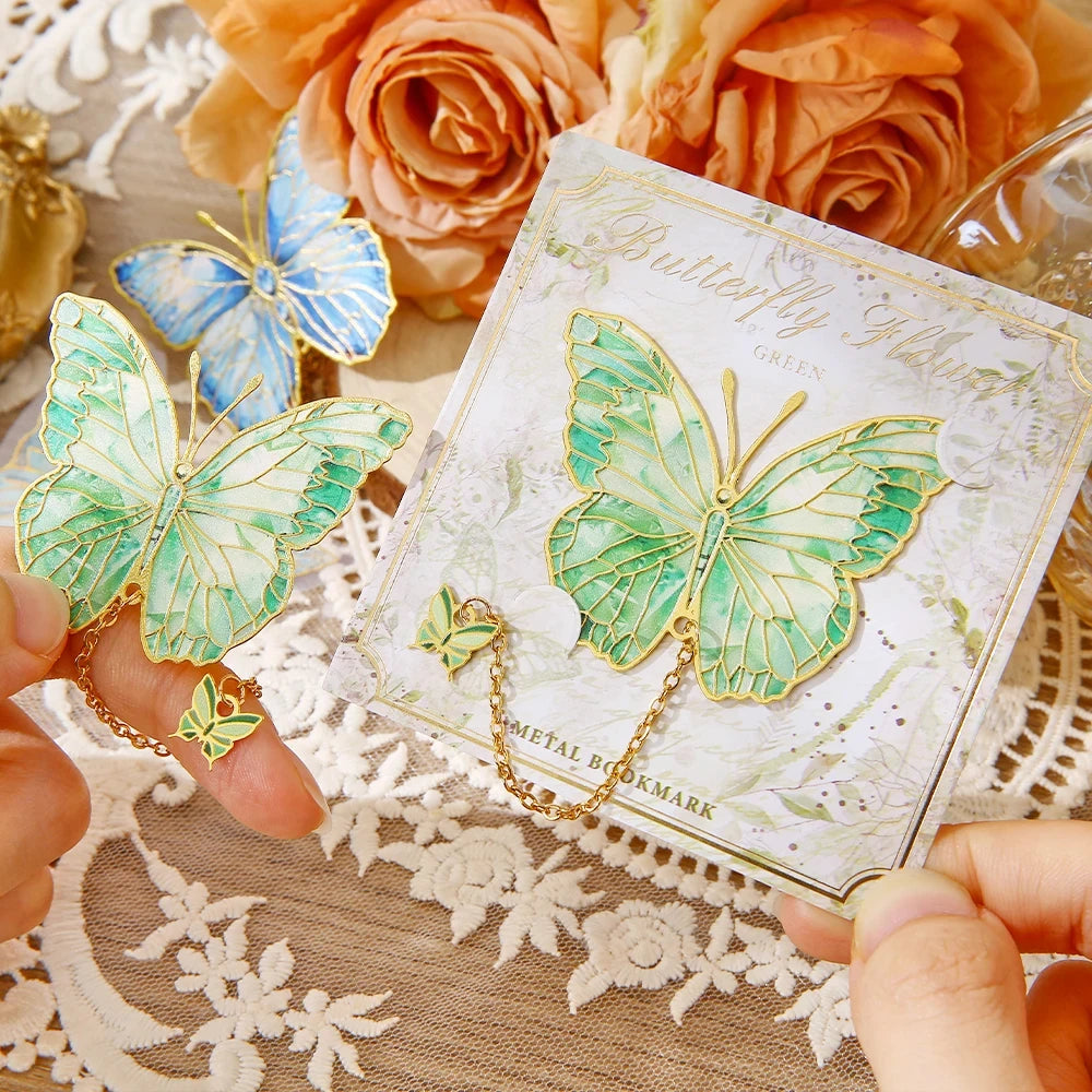 Mini Cute Butterfly Metal Bookmark With Chain And Gold Foil Design, Butterfly Book Page Holder, Vintage Bookmark To Aid Reading Beauty World Shop