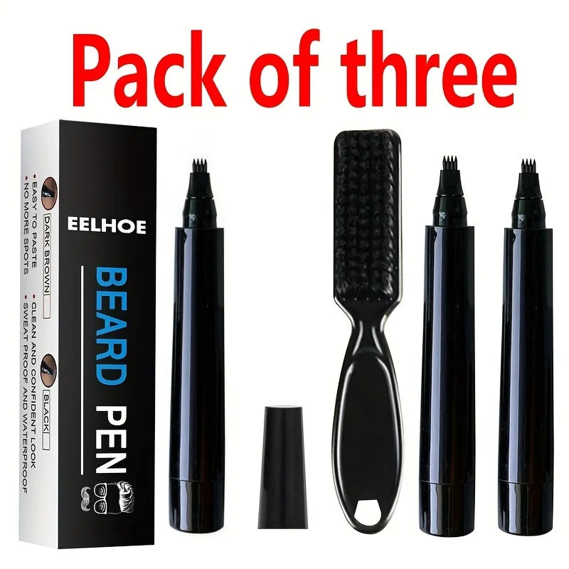 Hot Sale Beard Filling Pen Kit Beard Enhancer Brush Beard Coloring Shaping Tools Waterproof Black Brown Hair Pencil Man Cosmetic Beauty World Shop