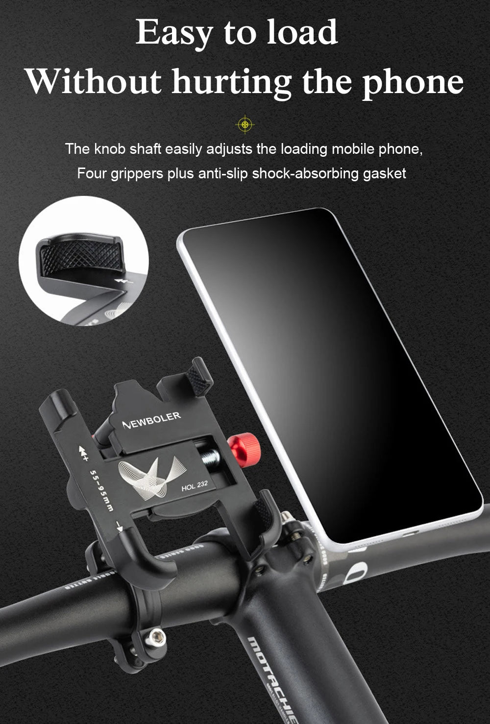 NEWBOLER MTB Phone Mount Stand Bicycle Holder 360° Rotatable Aluminum Adjustable Bike Phone Holder Non-slip Cycling Bracke Beauty World Shop