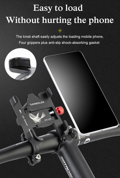 NEWBOLER MTB Phone Mount Stand Bicycle Holder 360° Rotatable Aluminum Adjustable Bike Phone Holder Non-slip Cycling Bracke Beauty World Shop