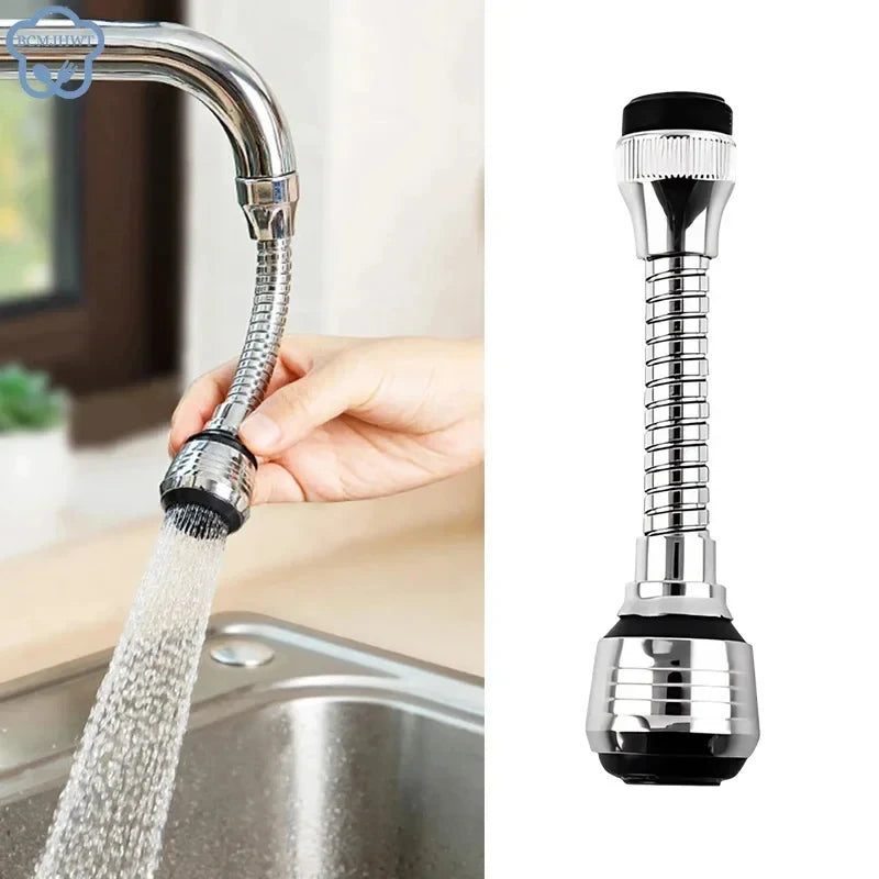 Kitchen Stainless Steel Faucet Sprinkler Water-saving Device Lengthening Rotating Splash Proof Sprinkler Spray Extender Bubbler Beauty World Shop