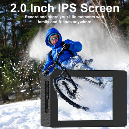 4K Outdoor Wifi Action Camera Helmet Video Recording 4K/30FPS Wifi 2.0 170DGPS 4X Zoom Underwater Waterproof Sports Camera
