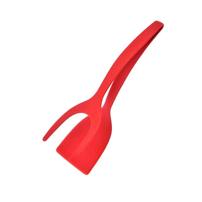 New 2 in 1 Grip Flip Spatula Tongs Egg Flipper Spatula Nylon Non Stick Coating Pancake Fish French Toast Omelet Making Tool Beauty World Shop