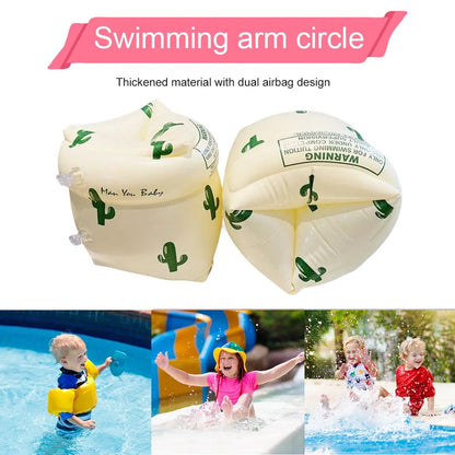 1Pair Swim Buoyancy Sleeve Double Air Bag Inflatable Floating Arm Circle Sleeves PVC Printed Adult Kids Swimming Equipment Beauty World Shop