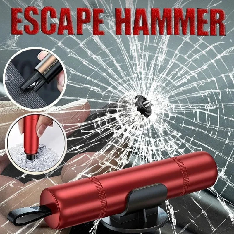 2-in-1 Car Safety Hammer Emergency Window Breaker Seat Belt Cutter Escape Rescue Tool Compact Glass Shatter Device Car Accessory Beauty World Shop