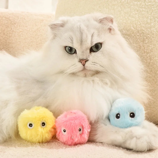 Interactive Ball Smart Cat Toys Plush Electric Catnip Training Toy Kitten Touch Sounding Pet Product Squeak Toy Ball
