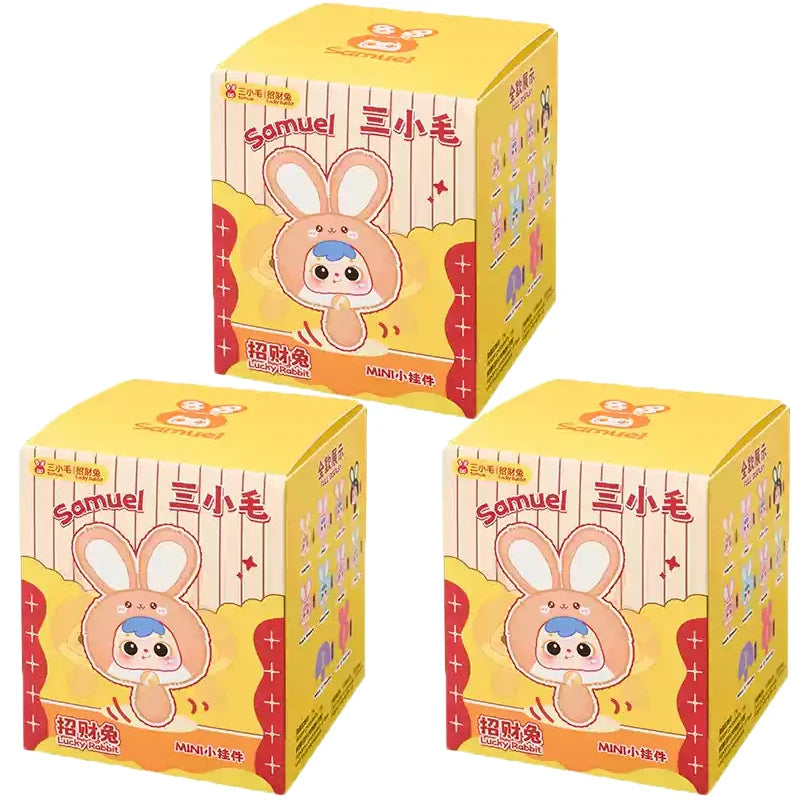 Samuel Mini Wealth Rabbit Blind Box Series Plush Toys Kawaii Backpack Doll Pendant Desktop Ornament Mystery Box Peripheral Gifts Beauty World Shop