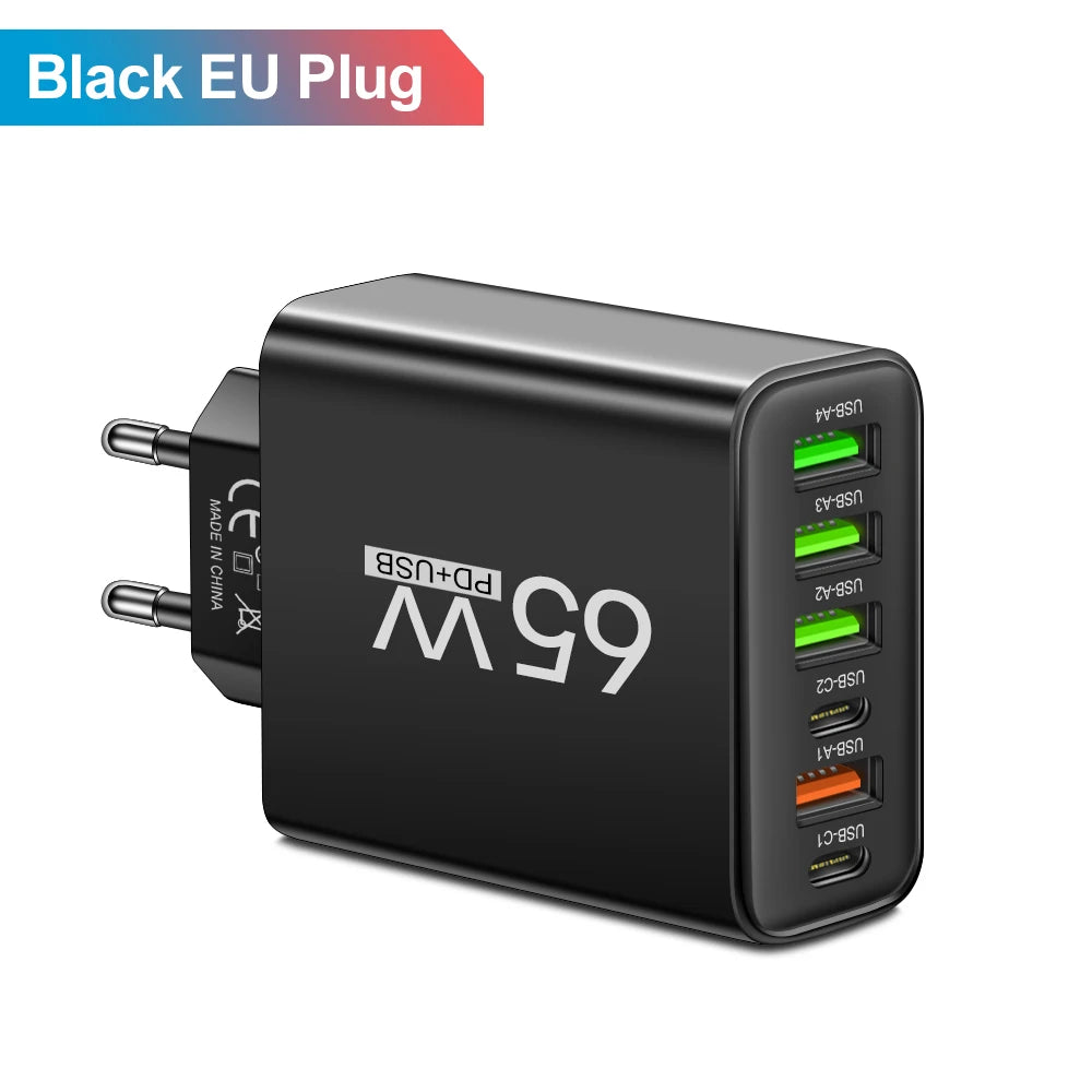 USB Charger 65W Mobile Phone Charger Fast Charging For Xiaomi Samsung Huawei P70 Travel Charger Adaptor For iPhone Quick Charger Beauty World Shop