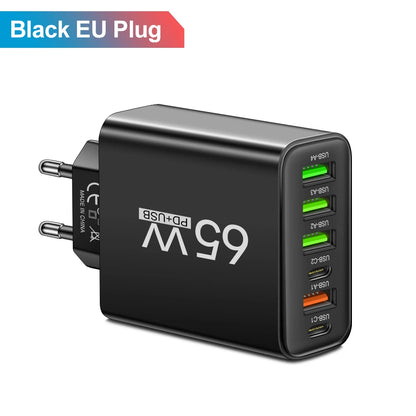 USB Charger 65W Mobile Phone Charger Fast Charging For Xiaomi Samsung Huawei P70 Travel Charger Adaptor For iPhone Quick Charger Beauty World Shop