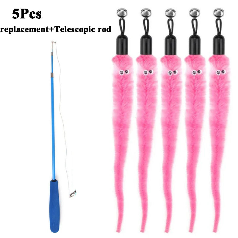 Replace Plush Cat Toy Accessories Worms Replacement Head Funny Cat Stick Pet Toys 5/10/6/11 Pcs Beauty World Shop