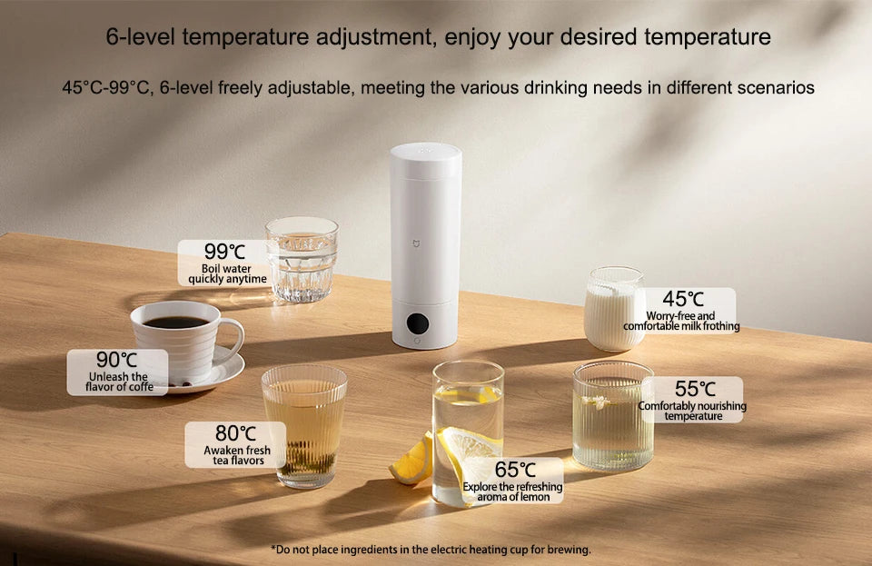 Original MIJIA Portable Electric Kettle 2 Thermos Cup Fast Water Boiler 350ml Smart Temperature Insulated Kettle Travel (CN) Beauty World Shop