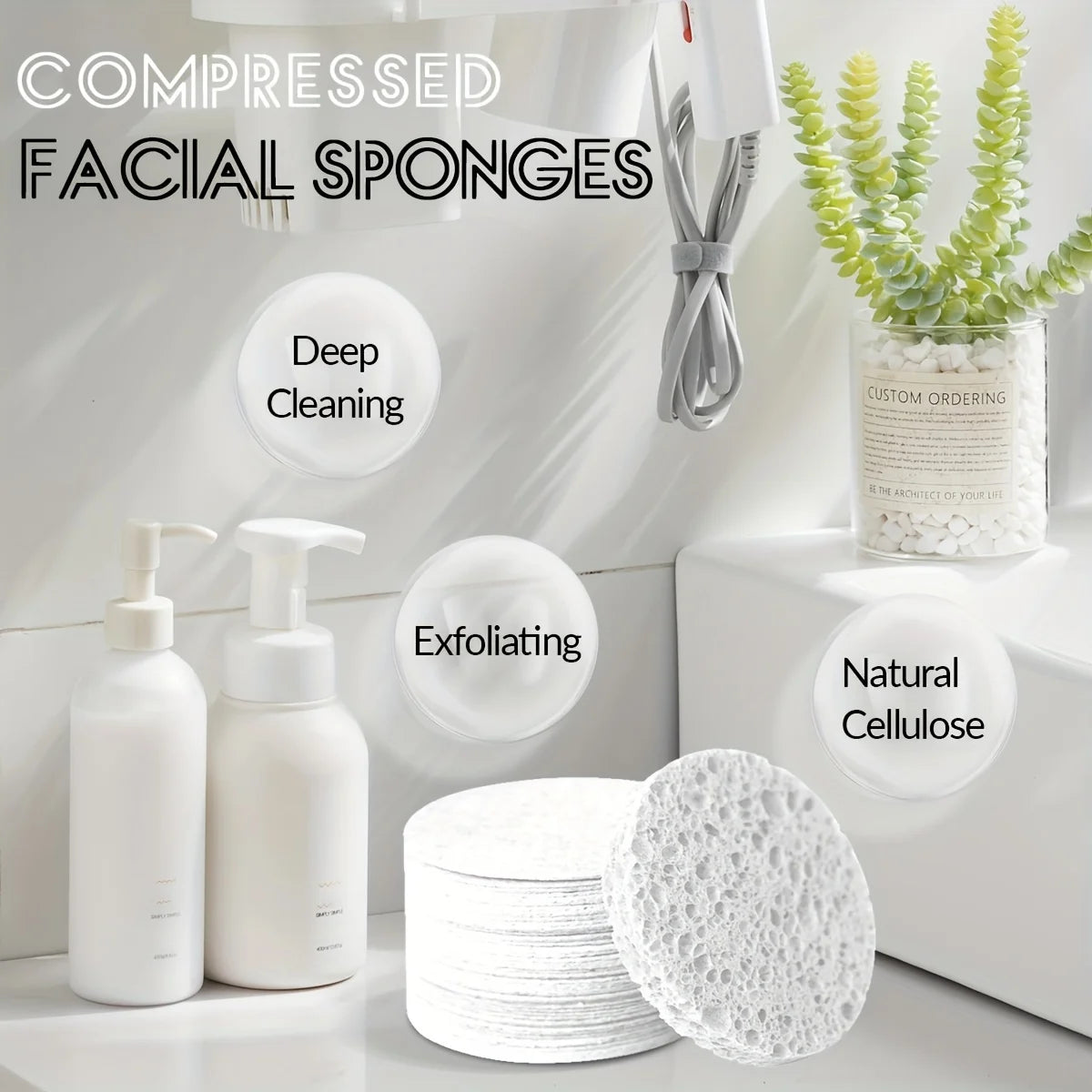 30/60 pieces of natural beauty care sponges, free of alcohol and fragrances, for facial cleansing and exfoliation sheets Beauty World Shop