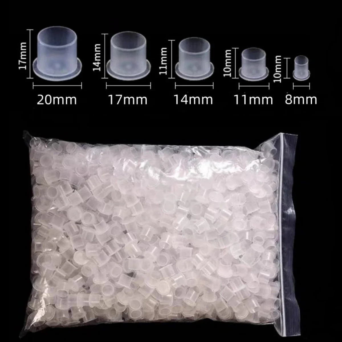 ROKYO 1000PCS Disposable Steady Tattoo Ink Cups Plastic Pigment Clear Holder Container Caps Permanent Makeup Microblading Supply Beauty Trend Shop