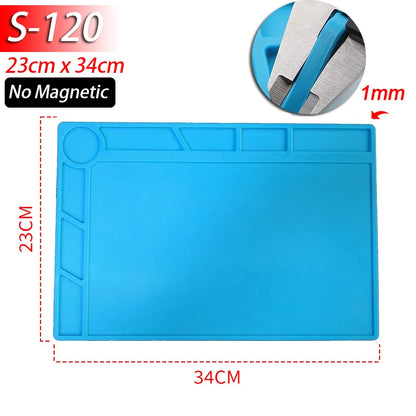 Soldering Station Mat Silicone Work Mat Heat Resistant 932°F Anti-Static Magnetic Mat for Electronic Phone Laptop Watch Repair Beauty World Shop