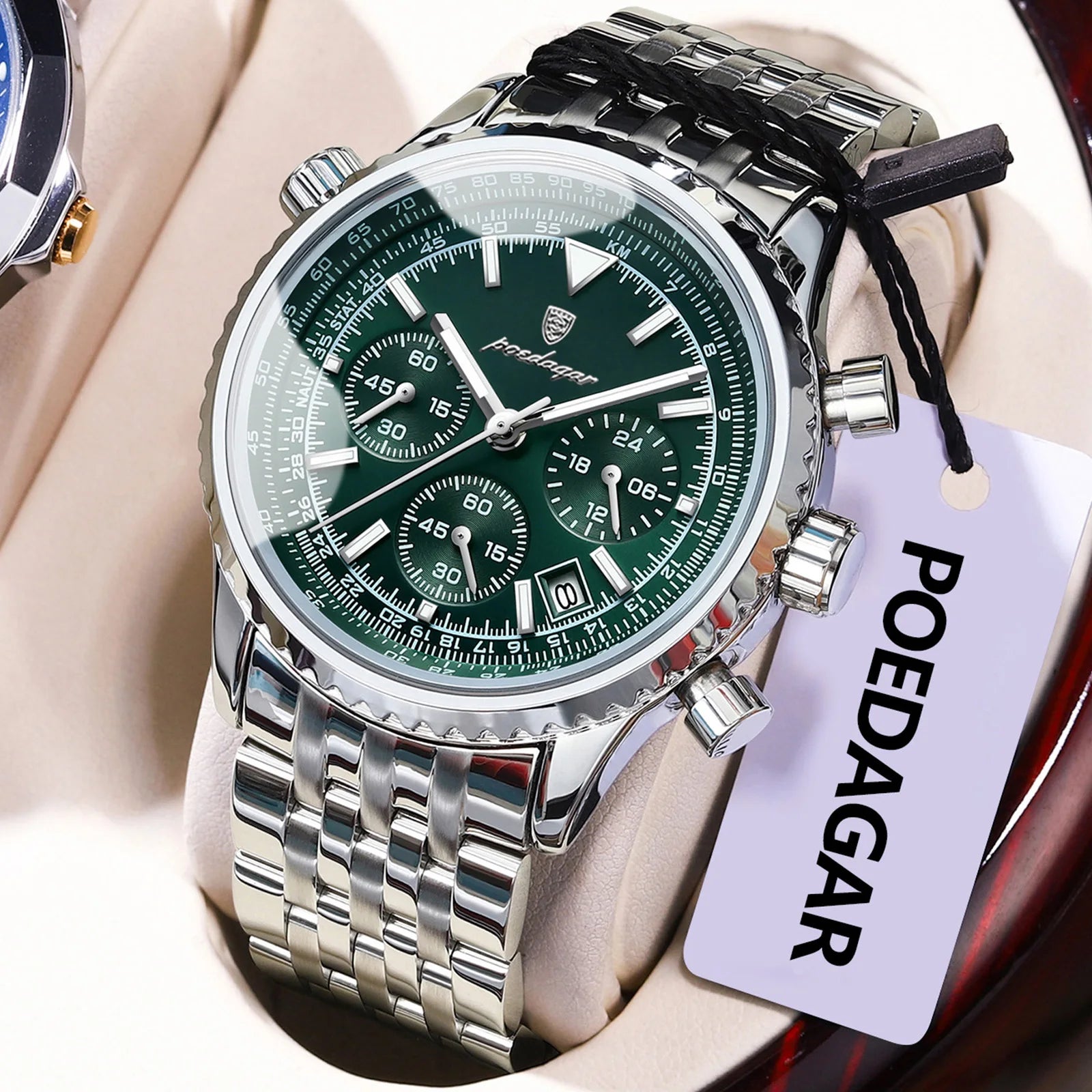 POEDAGAR Luxury Fashion Men Watch Stainless Steel Waterproof Luminous Quartz Male Clock Date Chronograph Military Men's Watches Beauty World Shop