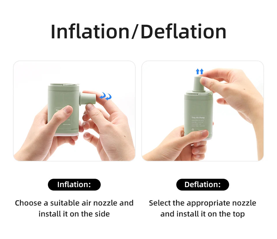 3 in 1 Electric Air Pump with Lights Mini Wireless Air Compressor USB Charging Inflator/Deflator Pumps for Outdoor Camping Beauty World Shop