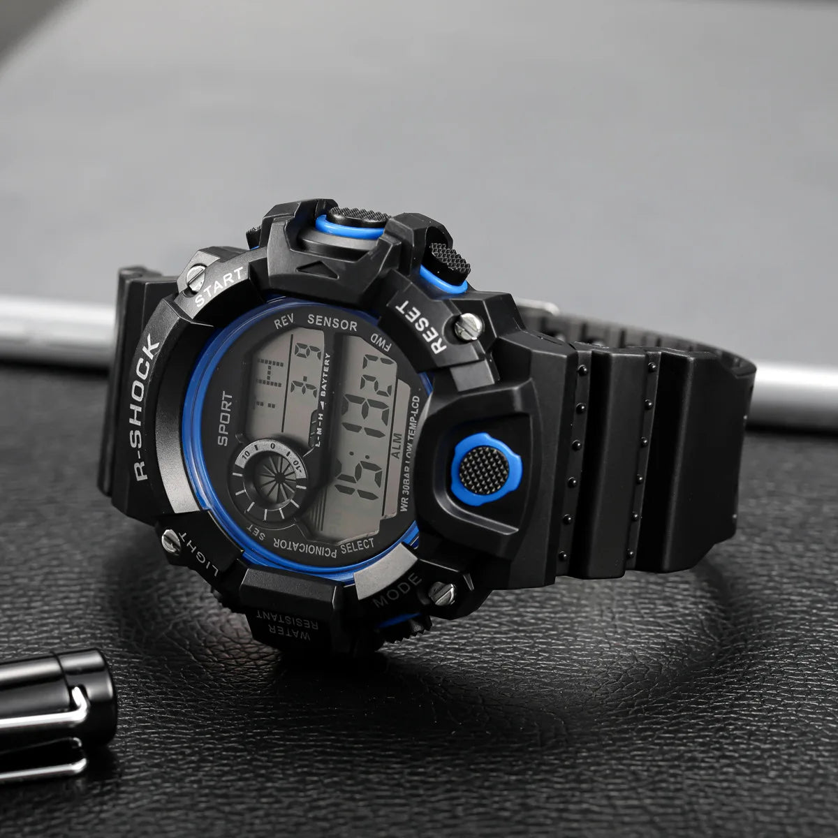 Fashion Men's Watch Sports Electronic Wristwatch Large dial Multifunctional Waterproof Luminous Alarm Kids Male's Military Watch Beauty World Shop