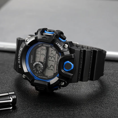 Fashion Men's Watch Sports Electronic Wristwatch Large dial Multifunctional Waterproof Luminous Alarm Kids Male's Military Watch Beauty World Shop