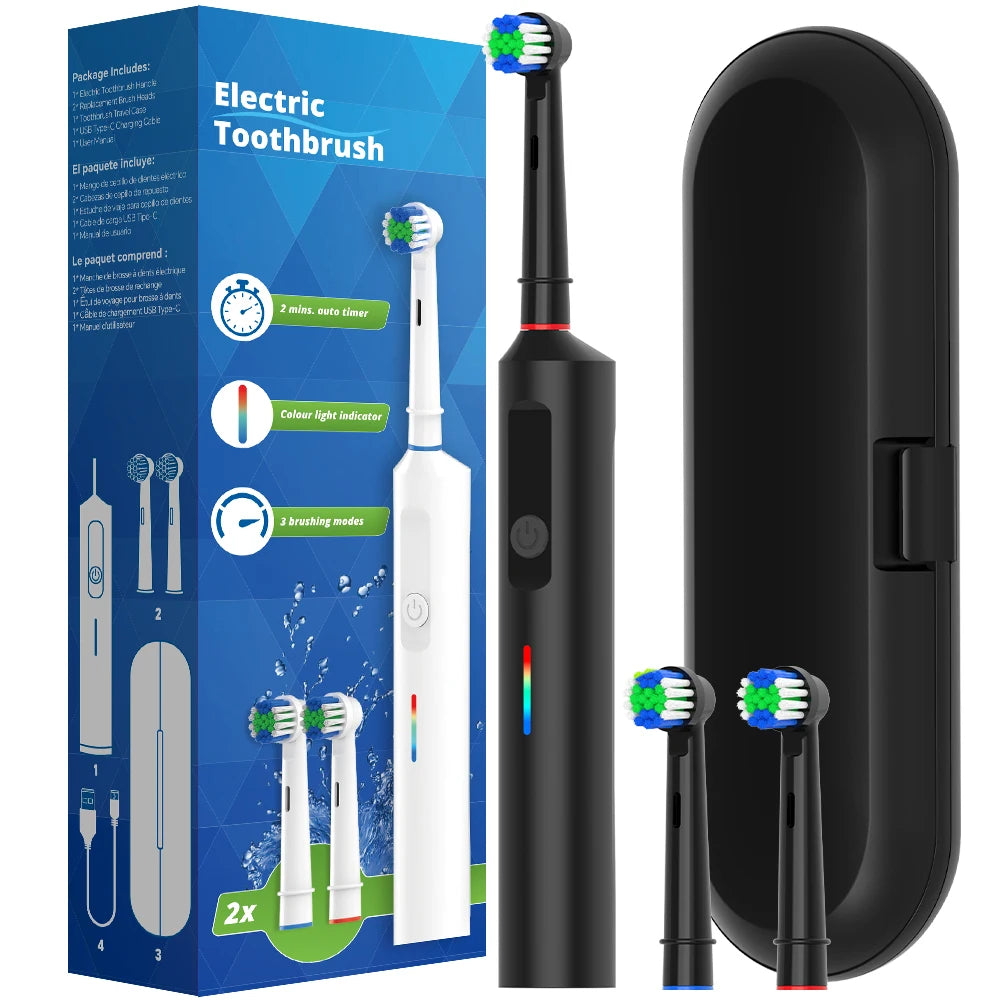 Intelligent Rotating Electric Toothbrush, Rechargeable Rotary Toothbrush Compatible with Oral B Replacement Electric Brush Heads Beauty World Shop