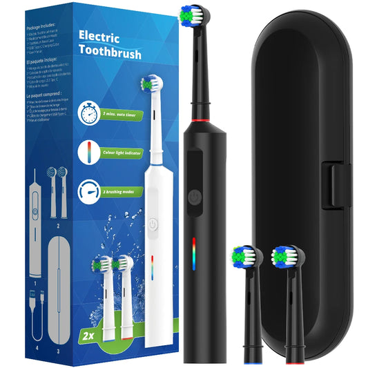 Intelligent Rotating Electric Toothbrush, Rechargeable Rotary Toothbrush Compatible with Oral B Replacement Electric Brush Heads Beauty World Shop