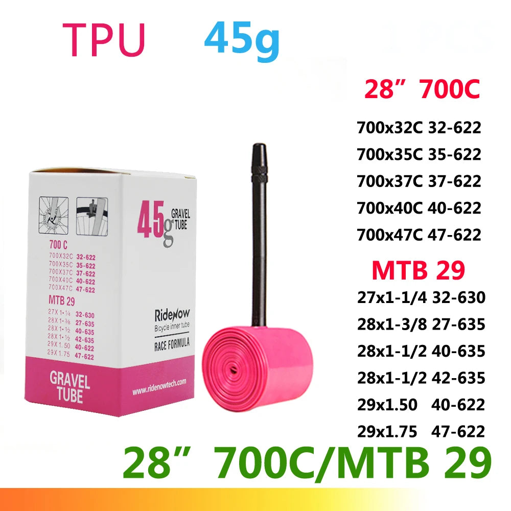 RideNow TPU Bike Inner Tube 700C 700x18 23 25 28 32 35 37 40 47C Road Bicycle Tire MTB Bike Camera 29x1.5 1.75 1.9 pneu aro Beauty World Shop