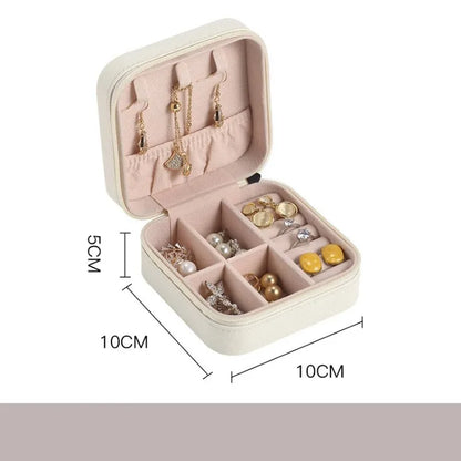 Portable Mini Jewelry Storage Box Travel Organizer Jewelry Case Leather Storage Earrings Necklace Ring Jewelry Organizer Display Beauty World Shop