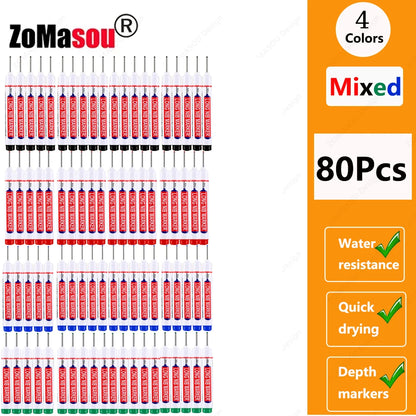 1-100Pcs 2cm Waterproof Long Head Markers Deep Hole Marker Pen for Metal Carpenter Red/Black/Blue/Green Ink Woodworking Tools Beauty World Shop