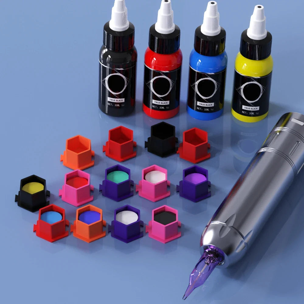 200Pcs Disposable Tattoo Silicone Ink Cup Permanent Makeup Pigment Holder Container Cap Tattoo Ink Accessories for Tattoo Artist Beauty Trend Shop