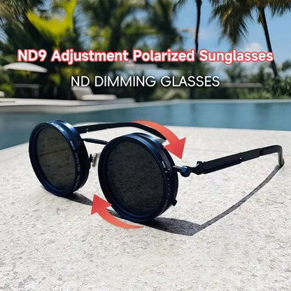 Polarized Round Sunglasses Men ND9 Adjustable Dimming Sun Glasses Women Retro Punk Fishing Eyeglasses Outdoor Shades UV400 Beauty World Shop