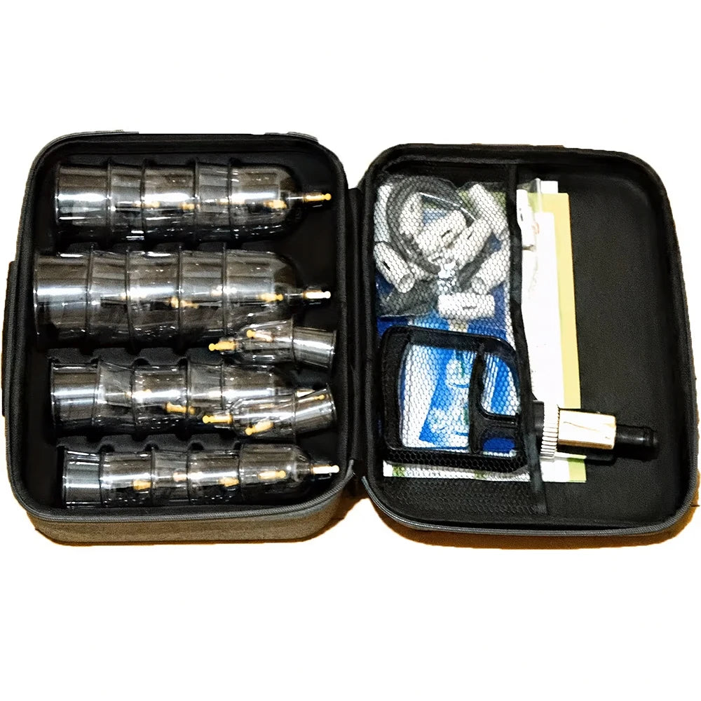 24/12Pcs Cupping Relaxation Set: Cupping Cups in Various Sizes, a Manual Pump, and a Detailed Guide Cupping Set for Massage Beauty World Shop