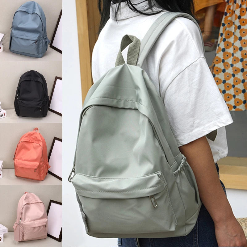 Lightweight Solid Color Backpack for High School Students Multifunctional Casual Bag School Travel Daily Use Simple Design Beauty World Shop