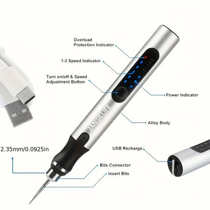 JANGKLIFE USB Cordless Rotary Tool Kit Woodworking Engraving Pen DIY For Jewelry Metal Glass Mini Wireless Drill Beauty World Shop