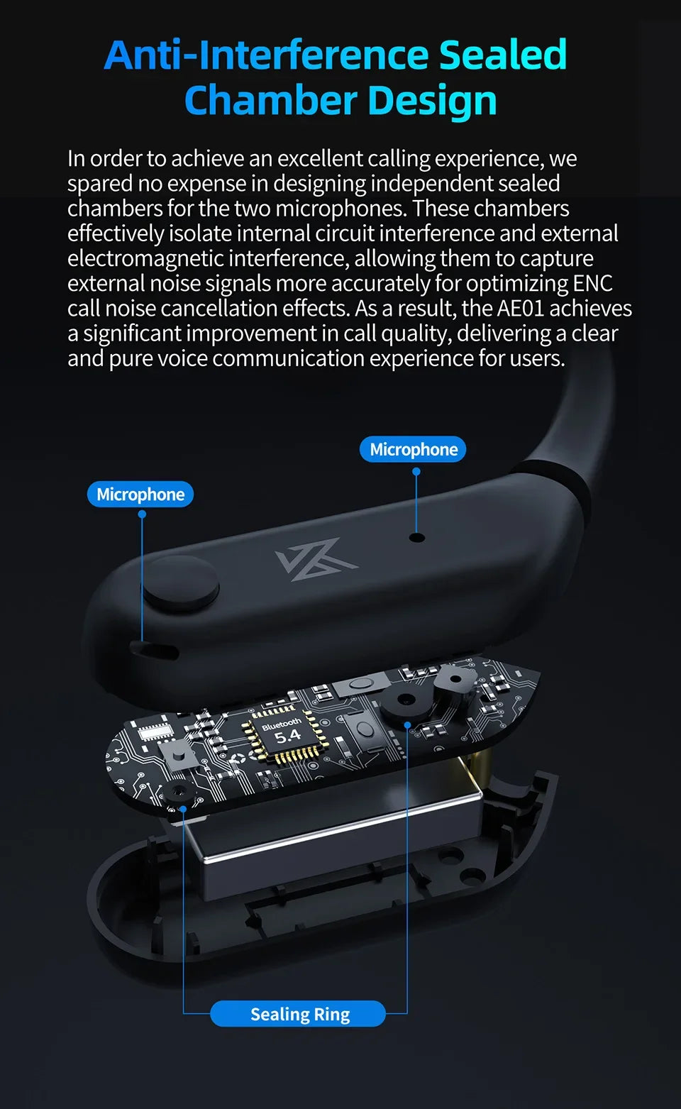 KZ AE01 Wireless Ear Hook Bluetooth-compatible 5.4 Earphones Cable With Charging Case C PIN Connector For PR1PRO DQ6 ZVX EDXPRO