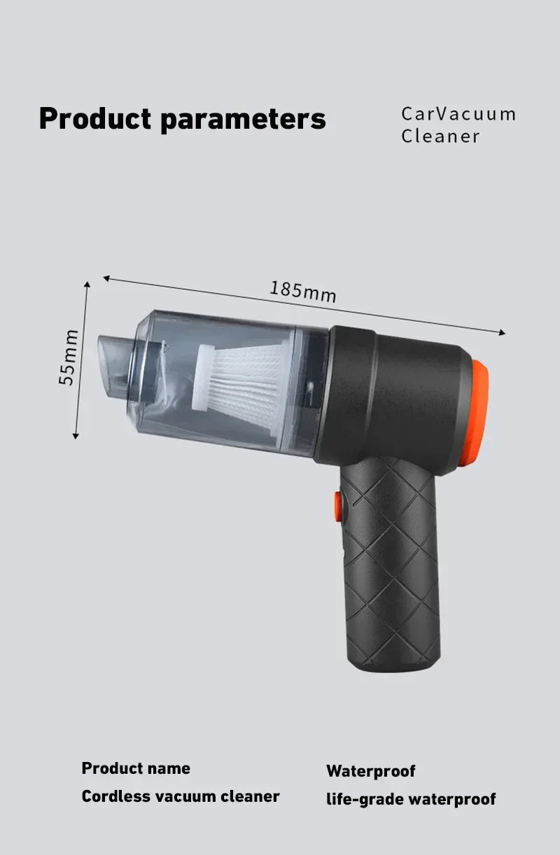 2990000PA Wireless Car Vacuum Cleaner Wet Dry 120W Cordless Handheld Auto Vacuum High Power Cleaner For Home Office 2026 New Beauty World Shop